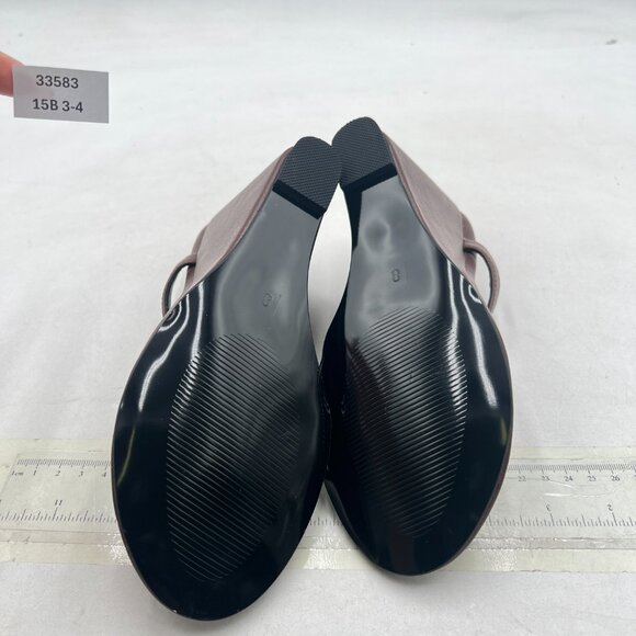 Milooey shoes Brown Round Toe Flip Flops Sandals Wedge High Heels Slip On Shoes - Picture 7 of 8